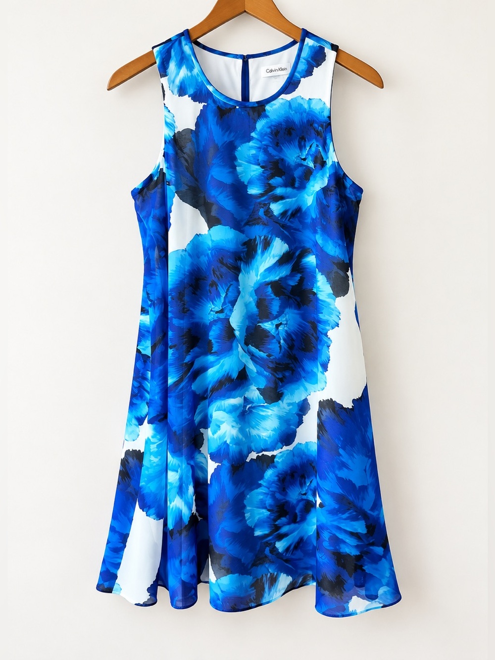 Calvin Klein Blue White Watercolor Floral Dress LNWOT 6 #764